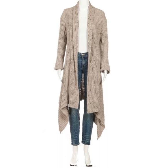 ❤️Cardigan Sweater Beige Knit Open Draped Long M - Picture 1 of 7
